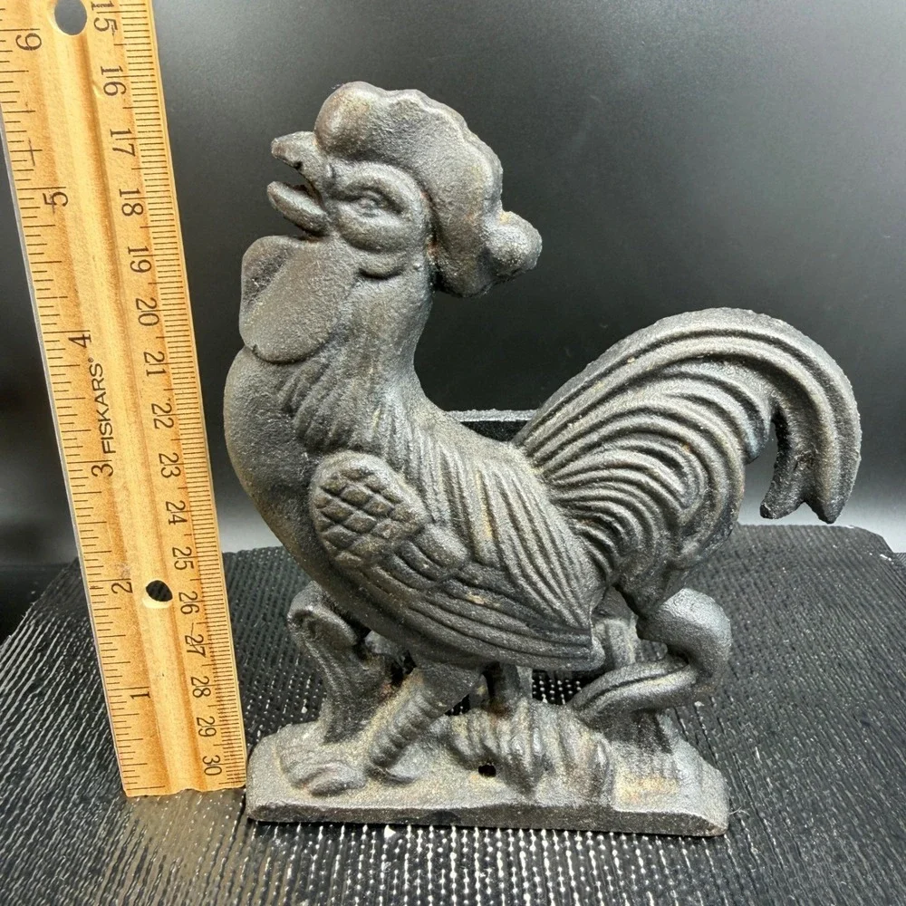 Vintage Cast Iron Rooster Napkin Holder Letter Sorter Farmhouse Decor 5.5 Inch